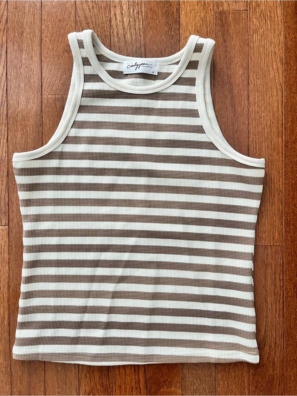 CJLA Waffle Knit Tank Cafe Brown & Cream